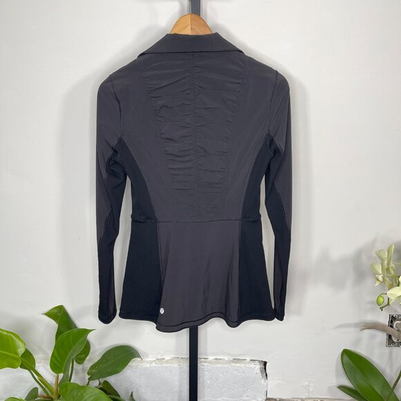 Lululemon Black Full Zip Round Trip Fitted Stretch Performance Jacket Size 4 - Picture 3 of 13